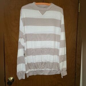 Artex Striped Sweatshirt XL Beige Cream Oversized Crewneck USA